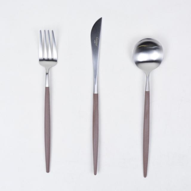 【3本セット】クチポール ゴア デザートフォーク ナイフ スプーン カトラリーセット  Cutipol GOA ブラウン  おしゃれ 結婚祝い プレゼンの通販は