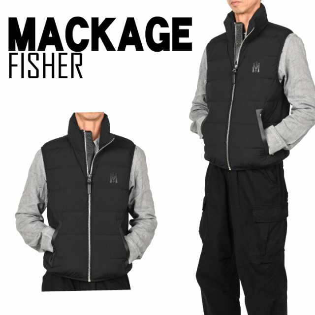 マッカ—ジュ Mackage FISHER フィッシャー メンズダウンベスト 収納バッグ付き ジップアップ