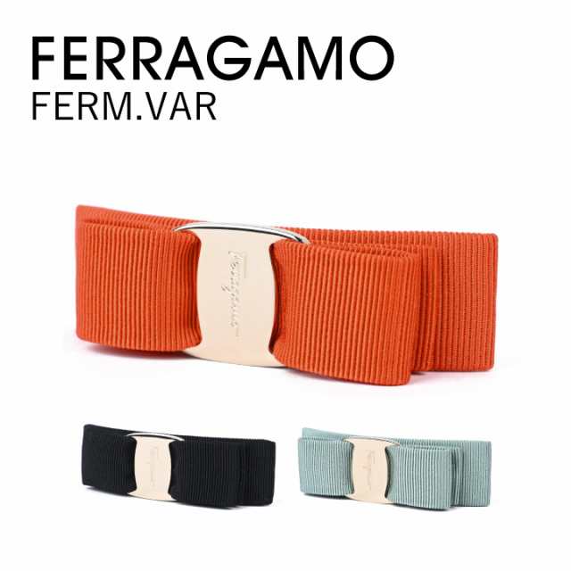 サルヴァトーレ・フェラガモ Salvatore Ferragamo バレッタ FERM.VAR ヘアアクセサリー シンプル リボン 金具 ゴールド シンプル 9.5cm×