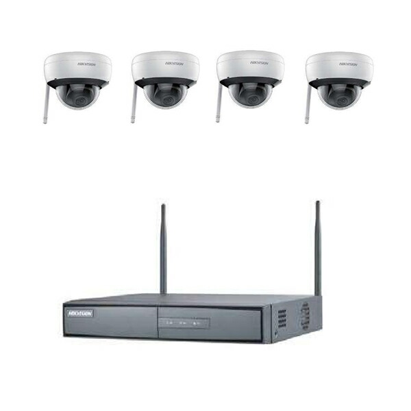 HIKVISION(ハイクビジョン) 500万画素 2MP Wifi ドームカメラ4台+2TBレコーダーセット NK42W1H-2T 無線 セキュリティ 監視カメラセット　防犯対策 工場 ビル 事務所 防犯カメラセット 監視カメラ レコーダー【在庫有り】 44,880円