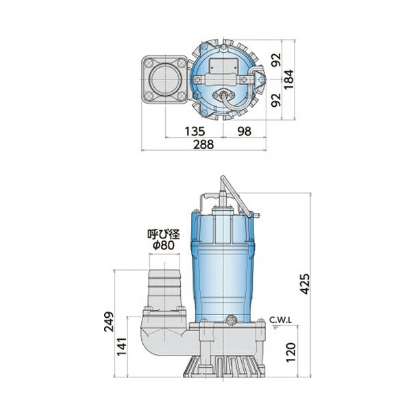 鶴見製作所(ツルミポンプ) 水中ハイスピンポンプ HS3.75SL 50Hz(東日本