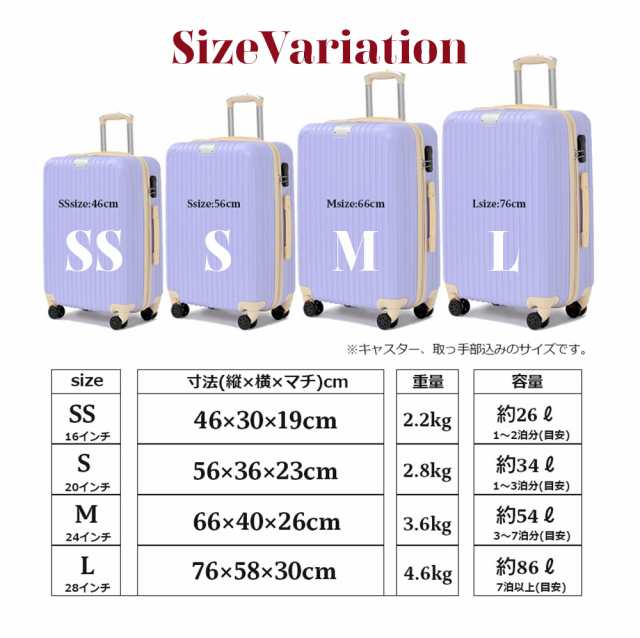 スーツケース キャリーケース Mサイズ 白 おしゃれ 人気