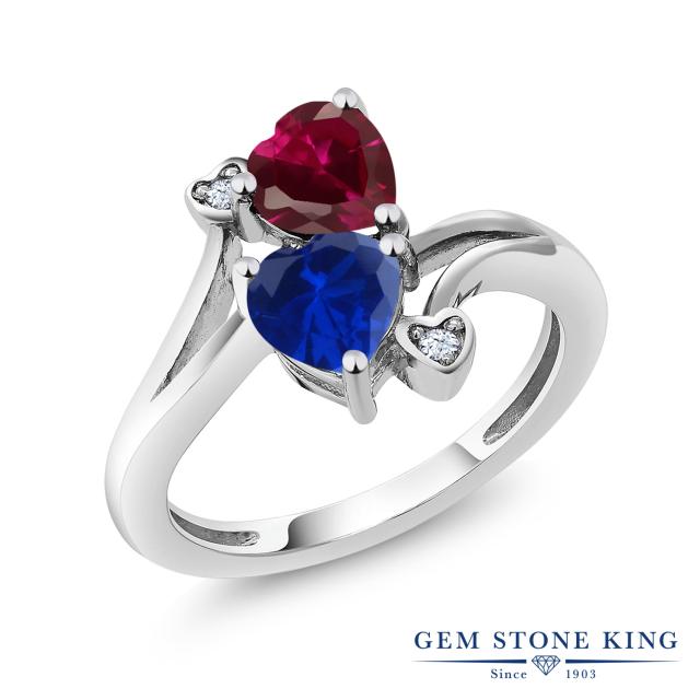指輪 リング レディース 1 79カラット 合成ルビー 合成サファイア シルバー925 ハート かわいい ダブルストーン 金属アレルギー対応の通販はau Pay マーケット Gem Stone King ジュエリー専門店