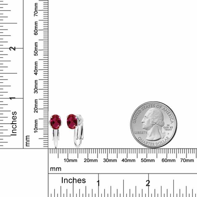 シンセティック ルビー イヤリング レディース ノンホールピアス 7月