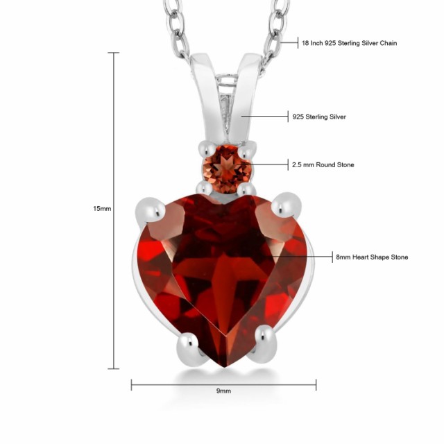 ネックレス レディース ガーネット 天然石 1月 誕生石 ハート 大粒 ...