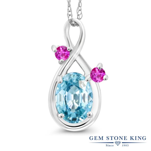 ネックレス レディース 1 3カラット 天然石 ブルージルコン ペンダント ピンクサファイア 14金 ホワイトゴールド K14 雫 しずく ドロッの通販はau Pay マーケット Gem Stone King ジュエリー専門店