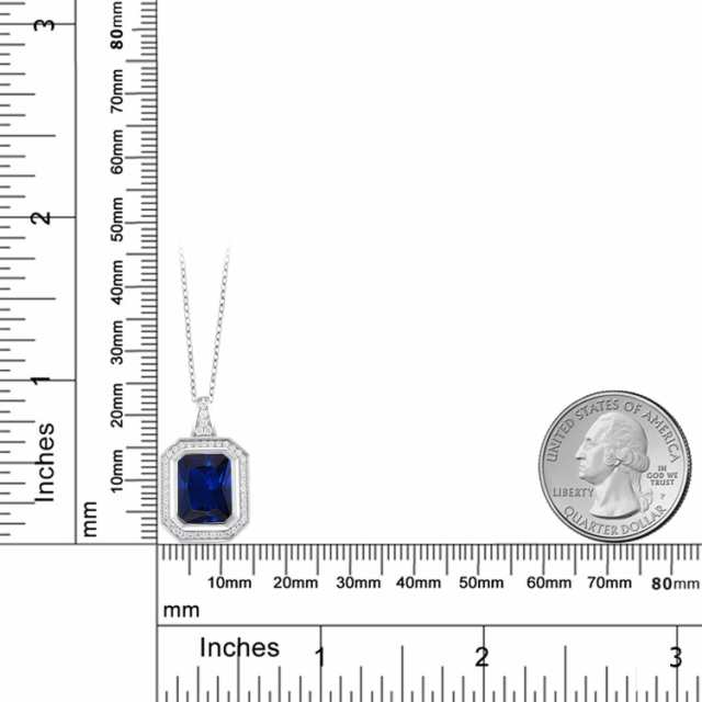 ネックレス レディース シンセティック サファイア 9月 誕生石 四角い