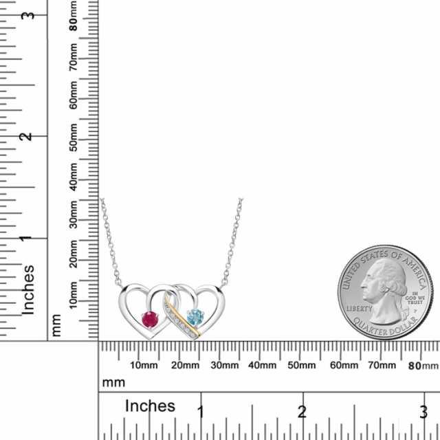ネックレス レディース ルビー 天然石 7月 誕生石 オープンハート 2連