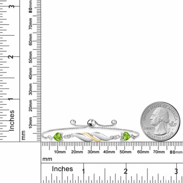ブレスレット レディース ペリドット 天然石 8月 誕生石 2連 ハート