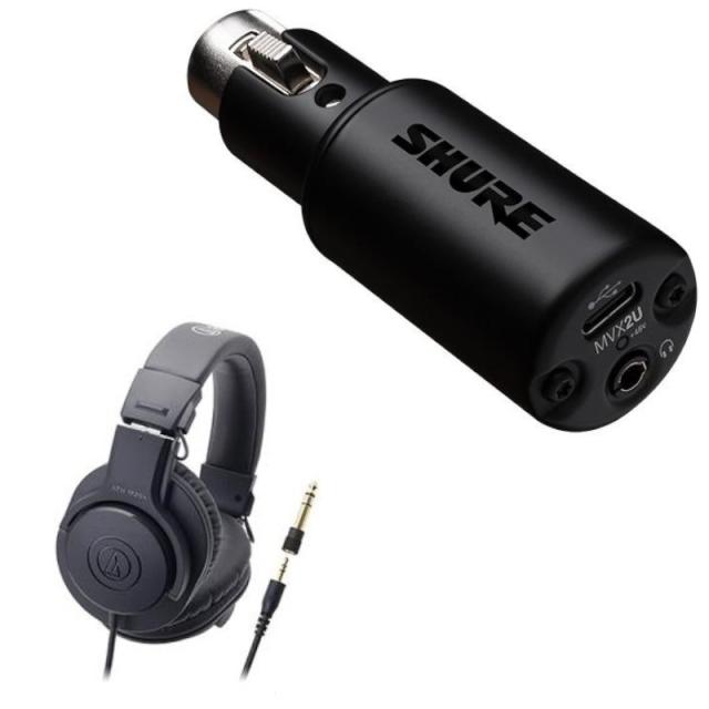 《新発売　即納可能》 SHURE シュアー MVX2U デジタルオーディオインターフェース + ATH-M20X ヘッドホン