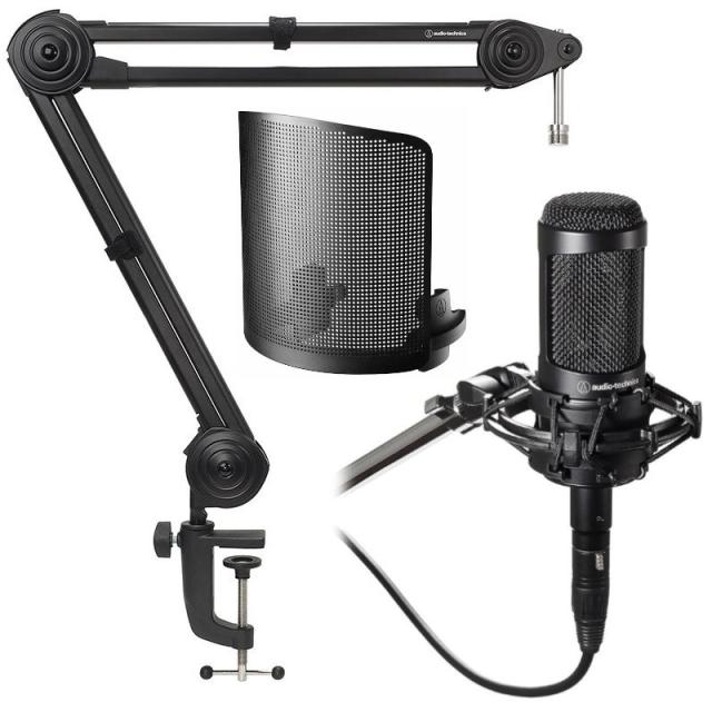 《在庫あり 即納可能》 audio-technica オーディオテクニカ サイドアドレスマイクロフォン AT2035 + アームスタンド  AT8700J + ポップフィルター AT8175 セット