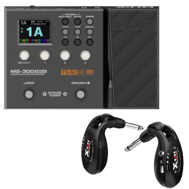 《在庫あり 即納可能》 エフェクター ギター アンプモデラー FX モデリング NUX MG-300MKII + エレキギター ワイヤレス Xvive XV-U2 （ブラック）