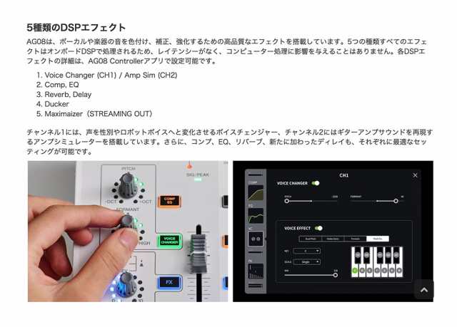 YAMAHA ライブストリーミングミキサー AG08 W(白) + コンデンサー