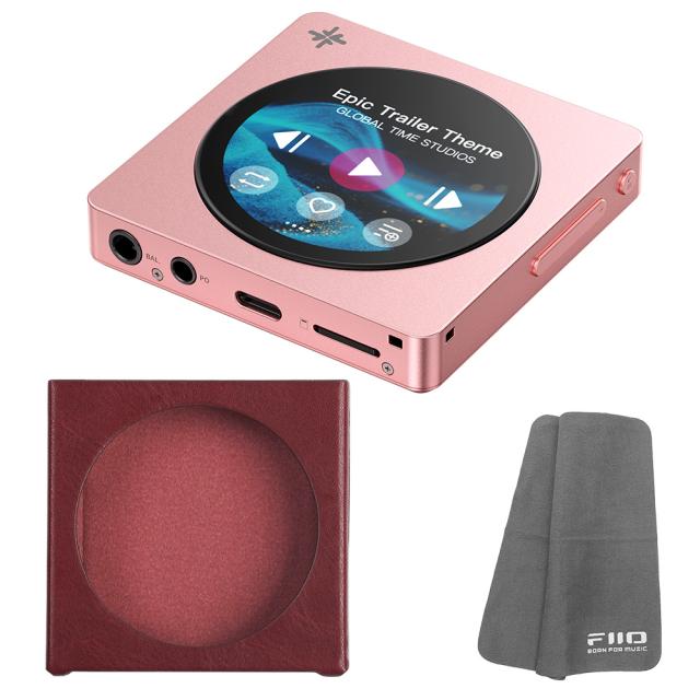 FIIO デジタルオーディオプレーヤー Snowsky DISC ピンク + 専用ケース SK-DISC レッド セット 《ロゴ入りクロスプレゼント》