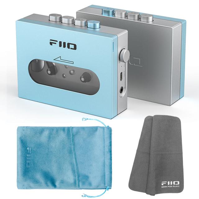 FIIO カセットテープ プレーヤー CP13 ブルー + 専用ポーチ ST-CP13 ブルー セット《ロゴ入りクロスプレゼント》