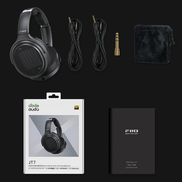 FIIO 開放型 ヘッドホン JT7 ブラック (FIO-JT7-B) 《ロゴ入りクロス