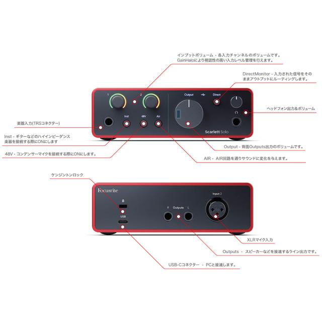 Focusrite Scarlett Solo Studio 4th Gen [オーディオインターフェイス + コンデンサーマイク + ヘッドフォン セット] フォーカスライト gen4_4