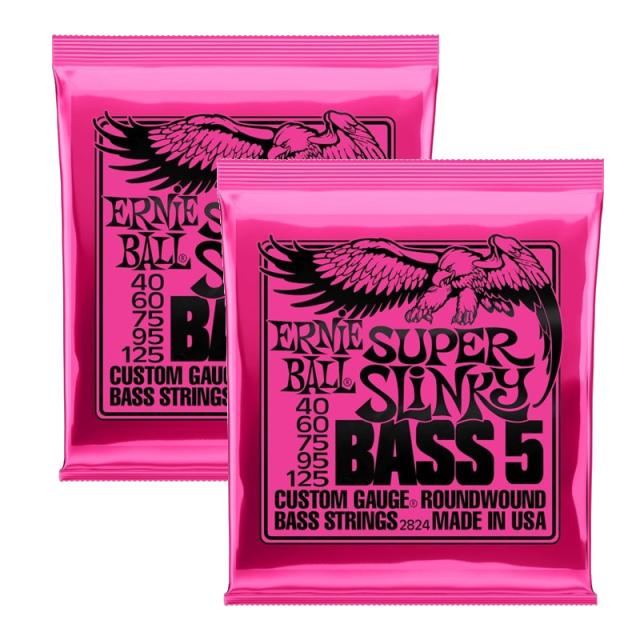 《2セット販売》 ERNIE BALL  2824 Super Slinky Nickel Wound 5-String Electric Bass Strings 40-125 Gauge 5弦用 エレキベース 弦 【ゆうパケット】
