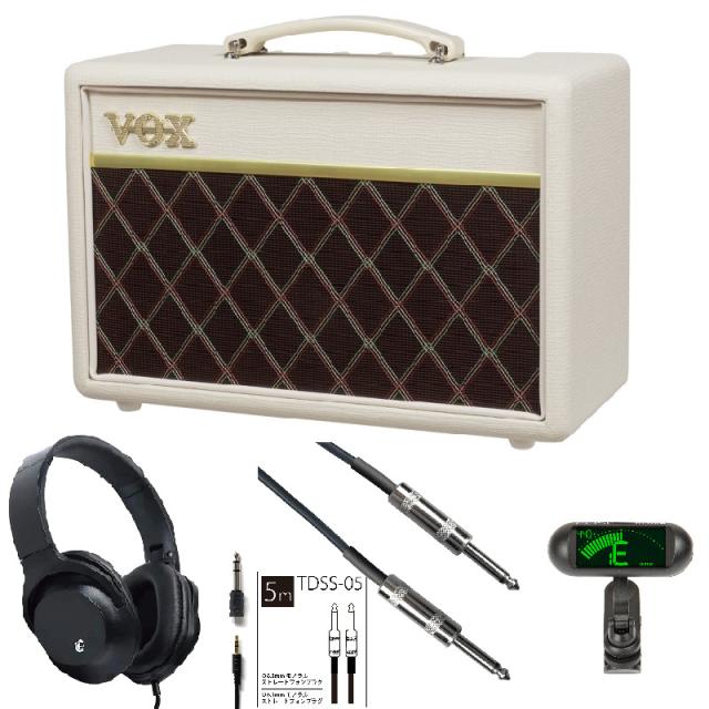 VOX  小型 ギターアンプ Pathfinder 10 Cream Brown PF-10 CB《限定品》+ ヘッドホン KHP-001 + ELISE  tuTune クリップ式 チューナー + シールド5m セット