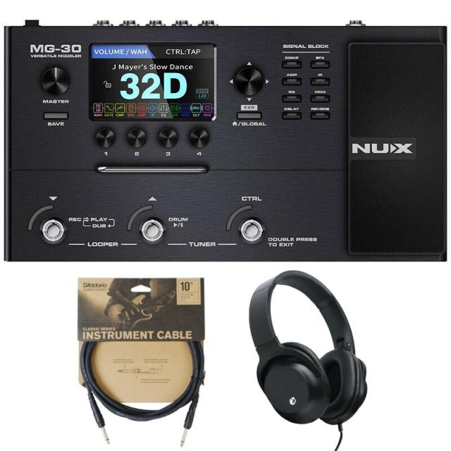 NUX MG-30 Versatile Modeler + ヘッドホン KHP + 高音質シールド   マルチエフェクター ニューエックス 国内正規品 送料無料