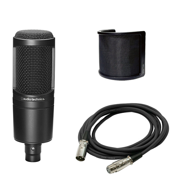 コンデンサーマイク オーディオテクニカ AT2020GM エレコム　ポップガード ポップガード付き□audio-technica コンデンサーマイク AT2020