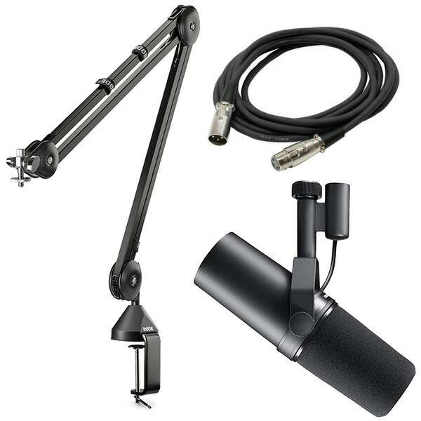 SHURE カーディオイド型 ダイナミック マイク SM7B + アーム型マイク