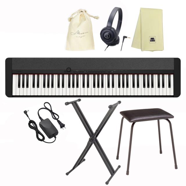 CASIO CT-S1-76BK 【X型スタンド、椅子(CB5)、ヘッドフォン(ATH-S100)、巾着、楽器クロスセット】 キーボード ブラック カシオ 76鍵盤 黒