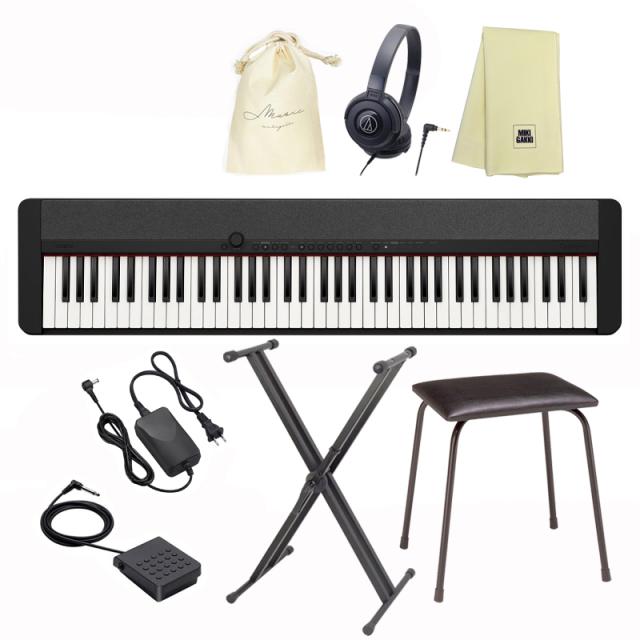 CASIO CT-S1-76BK 【X型スタンド、ペダル(SP3)、椅子(CB5)、ヘッドフォン(ATH-S100)、巾着、楽器クロスセット】 キーボード ブラック カシオ 76鍵盤