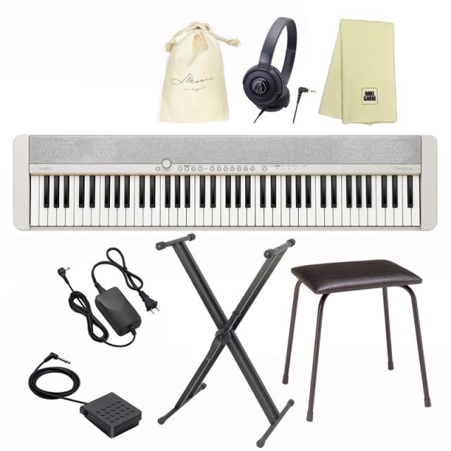 CASIO CT-S1-76WE 【X型スタンド、ペダル(SP3)、椅子(CB5)、ヘッドフォン(ATH-S100)、巾着、楽器クロスセット】 キーボード ホワイト カシオ 76鍵盤 白の通販は