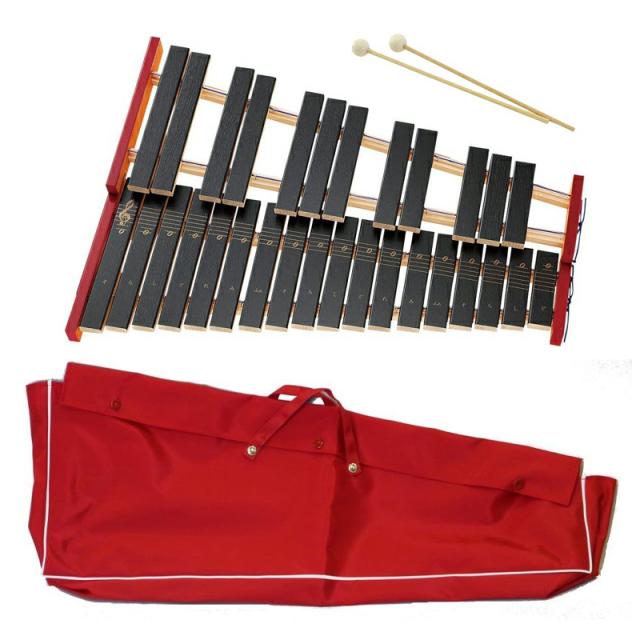 ゼンオン 木琴 No.181WA ＋ 専用ビニールケース(赤) セット 30鍵 シロフォン F45~C76 バチ付き ZEN-ON 全音 卓上木琴