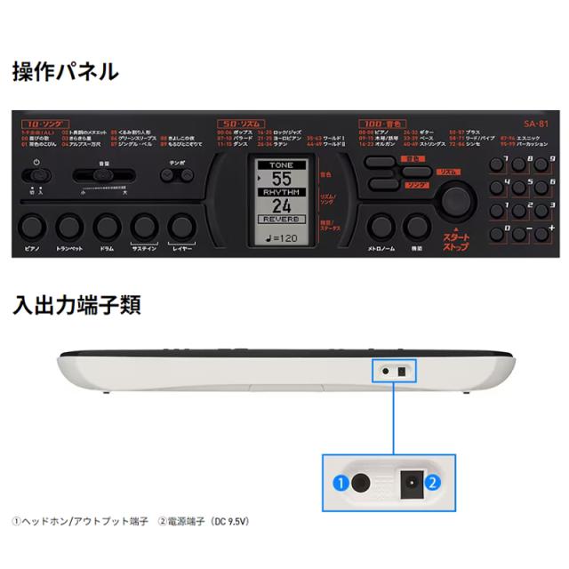CASIO (カシオ) SA-81 ブラック ミニ鍵盤キーボード 【専用AC
