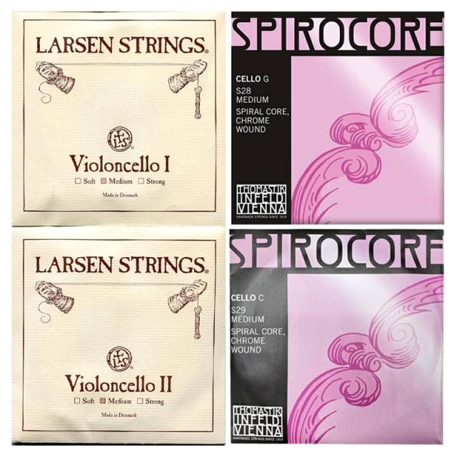 LARSEN &amp; SPIROCORE チェロ弦セット (ラーセン:A,D / スピロコア:S28,S29)
