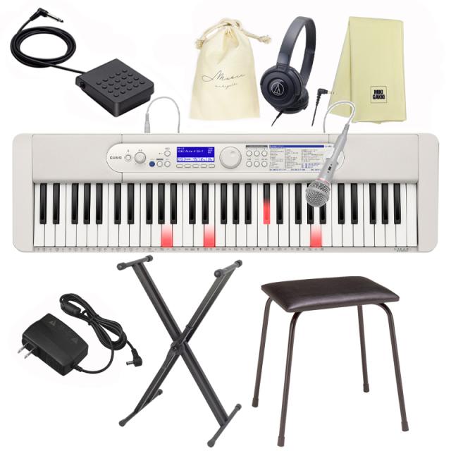 CASIO (カシオ) LK-540WE ホワイト + X型スタンド + 椅子(CB5) + ペダル(SP3) + ヘッドフォン(ATH-S100BK) + クロス + 巾着 セット / キーボード 61鍵盤