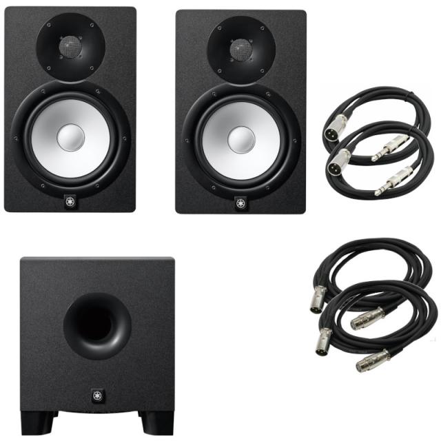 YAMAHA ヤマハ HS8S パワード サブウーファー + HS8B パワードスピーカー + 3m XLR-XLRケーブル + 1.5m TRSオス-XLRケーブル ※セット内容は画像参照ください