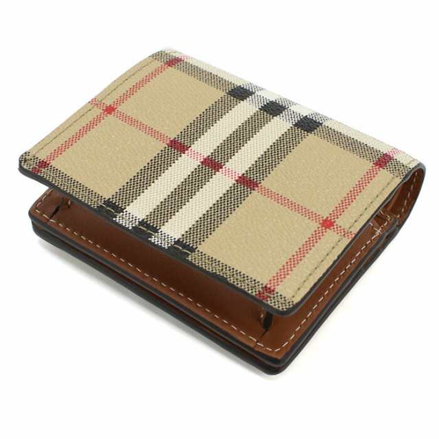 【新品】バーバリー BURBERRY 二つ折り財布小銭入付き　ブランド 8070417　A7026 ARCHIVE BEIGE ベージュ系 マルチカラー wallet-01