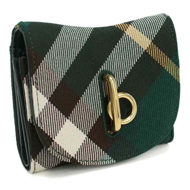 【新品】バーバリー BURBERRY ロッキングホース 三つ折り財布 小銭入付き ブランド チェック 8081784　B8636 IVY グリーン系 wallet-01