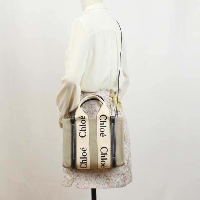 【新品】クロエ CHLOE トートバッグ　ブランド CHC22AS397I26　91J WHITE-BLUE 1 ベージュ系 ネイビー系　bag-01