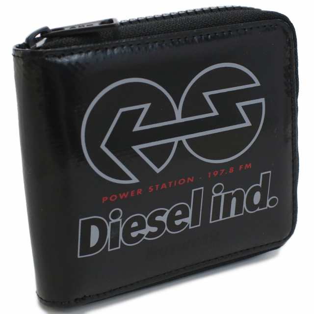 ディーゼル DIESEL 2つ折り財布 ブランド ラウンドファスナー ミニ財布 X08996 P4635 T8013 ブラック wallet-01