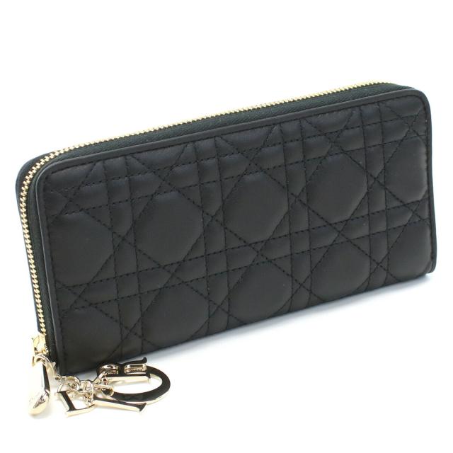 未使用級美品 Dior レディディオール カナージュ 長財布 パテントレザー 黒 Dior ディオール レディーディオール カナージュ 長財布 チェーン