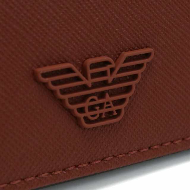 【新品】エンポリオアルマーニ EMPORIO ARMANI  二折財布小銭入付き ブランド  Y4R165　Y730E　84072 ORANGE ブラウン系 wallet-01 mini-01 の通販は