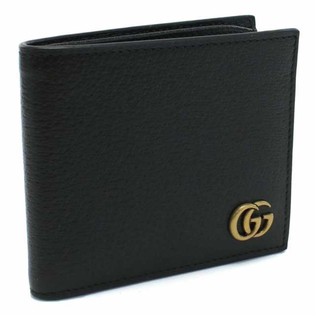 【新品】グッチ GUCCI MEN'S GG MARM. 二折財布 ブランド 小銭入れなし 428726　DJ20T　1000 ブラック wallet-01 mini-01