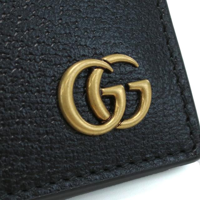 【新品】グッチ GUCCI MEN'S GG MARM. 二折財布 ブランド 小銭入れなし 428726　DJ20T　1000 ブラック wallet-01 mini-01  父の日の通販は