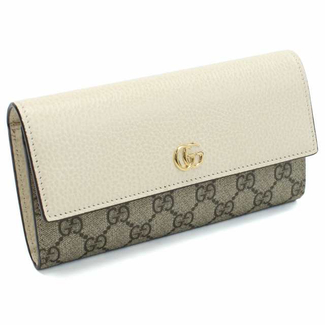 【新品】グッチ GUCCI PETITE MARMONT GGマーモント 二つ折り長財布 小銭入付き 456116　17WAG　9096 ベージュ系 ホワイト系 wallet-01