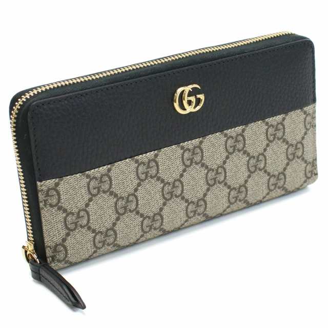 【新品】グッチ GUCCI PETITE MARMONT GGマーモント ジップアラウンドウォレット 長財布 456117　17WAG　1283 ベージュ系 ブラック wall