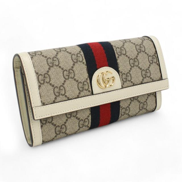 【新品】グッチ GUCCI OPHIDIA オフィディア ダブルG 二つ折り長財布 小銭入付き 523153　96IWG　9794 ベージュ ホワイト wallet-01の通販は 55,990円