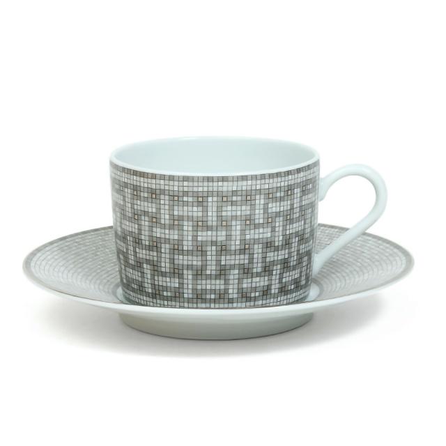 【新品】エルメス HERMES モザイク Mosaique au 24 カップ&ソーサー 食器 35016　ﾃｨｰC/Sﾍﾟｱ ﾓｻﾞｲｸ ﾌﾟﾗﾁﾅ_1