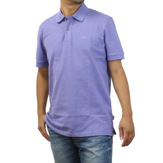 【新品】ヒューゴ・ボス HUGO BOSS  メンズ ロゴ コットン ポロシャツ ゴルフ 50468301　10241531　539 パープル系 golf-01の通販は