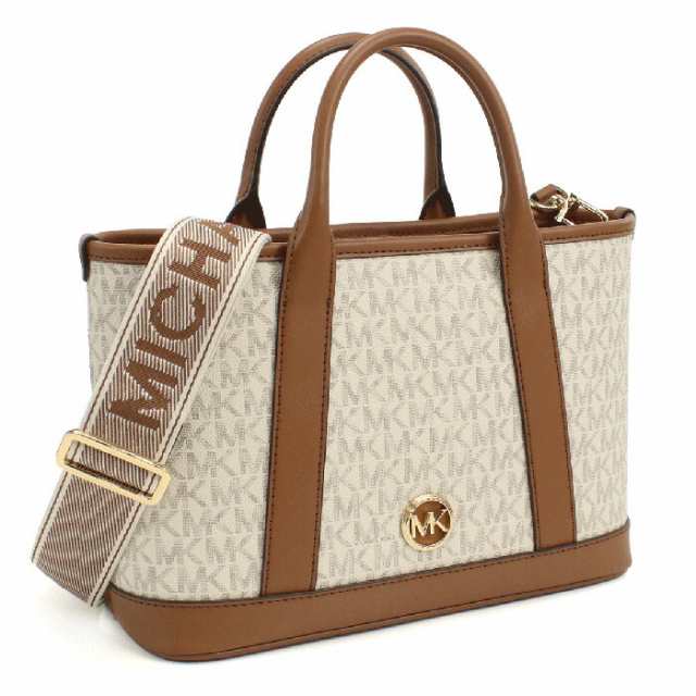 【新品】マイケルコース MICHAEL KORS LUISA トートバッグ スモール ロゴベルト 30R4G99T1V　099 VANILLA-LUGG ホワイト系 ブラウン系