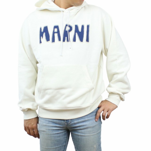 【新品】マルニ MARNI メンズ パーカー ブランド タクタイルレタリング ロゴ FUMU0073P5 USCU55 CLW03 ホワイト系 apparel-01