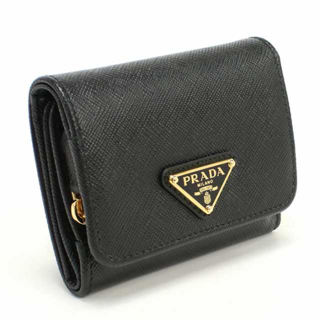 【新品】プラダ PRADA 三つ折り財布 小銭入付き トライアングルロゴ サフィアーノ 1MH044　QHH　F0002　NERO ブラック walle-01 mini-01